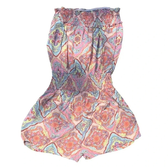 Toxik Romper off the shoulder mandala print shorts romper Size: L (Junio… - Picture 2 of 6